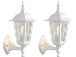 2er-Set stehende Wandleuchten FIRENZE, E27, Aluminium weiß, Höhe 36 cm