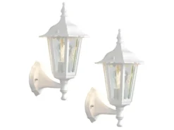 2er-Set stehende Wandleuchten FIRENZE, E27, Aluminium weiß, Höhe 36 cm