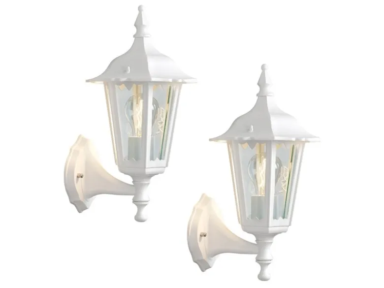 2er-Set stehende Wandleuchten FIRENZE, E27, Aluminium weiß, Höhe 36 cm