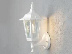 2er-Set stehende Wandleuchten FIRENZE, E27, Aluminium weiß, Höhe 36 cm