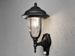 2er-Set stehende Wandleuchten PARMA mit Bewegungsmelder, schwarz, E27, IP44