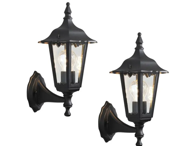 2-er Set stehende Wandleuchten FIRENZE, E27, Aluminium schwarz, Höhe 36 cm