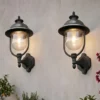 2er-Set stehende Wandleuchten PARMA, Edelstahl Lampendach, E27, IP43