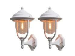2er-Set stehende Wandleuchten PARMA, Aluminium weiß, E27, IP43