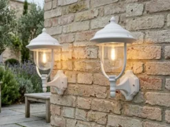 2er-Set stehende Wandleuchten PARMA, Aluminium weiß, E27, IP43