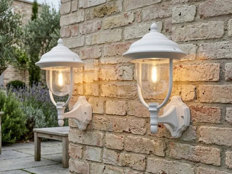 2er-Set stehende Wandleuchten PARMA, Aluminium weiß, E27, IP43