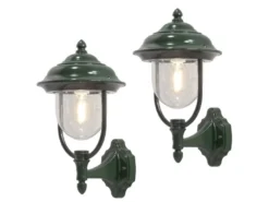 2er-Set stehende Wandleuchte PARMA, Aluminium grün, E27, IP43