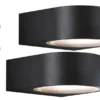 2er-Set stilvolle Wandleuchten TERAMO, E27, Aluminium schwarz, Höhe 7 cm