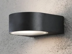 2er-Set stilvolle Wandleuchten TERAMO, E27, Aluminium schwarz, Höhe 7 cm