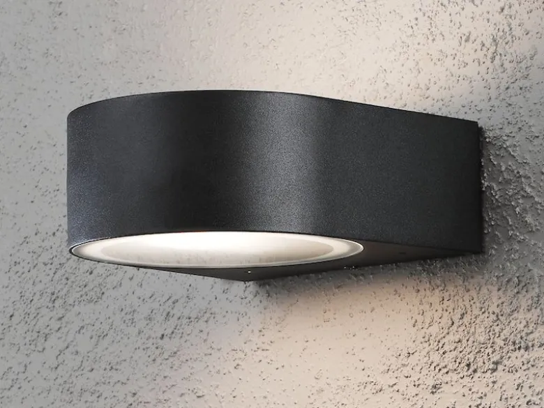 2er-Set stilvolle Wandleuchten TERAMO, E27, Aluminium schwarz, Höhe 7 cm