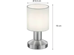 2er SET Tischleuchten mit Touchfunktion und Stoffschirm Weiß, Höhe 18cm