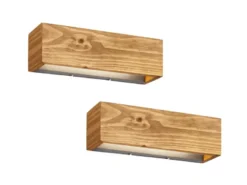 2er SET Up and Down LED Innen Wandlampen aus Echtholz, Breite 37cm
