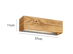 2er SET Up and Down LED Innen Wandlampen aus Echtholz, Breite 37cm
