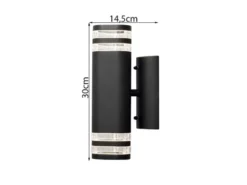 2er-Set Up-Down Wandleuchte MODENA Aluminium schwarz, GU10, Höhe 28,5 cm, IP44