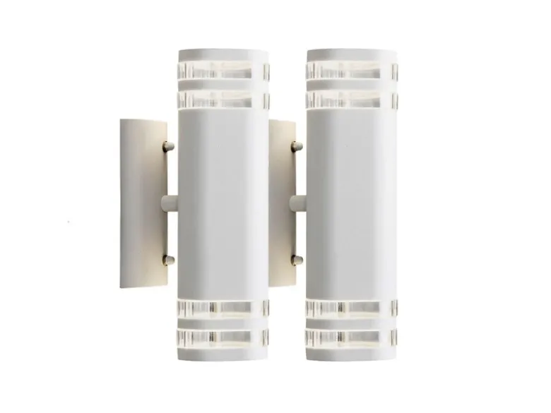 2er-Set Up-Down Wandleuchte MODENA Aluminium weiß, GU10, Höhe 28,5 cm, IP44