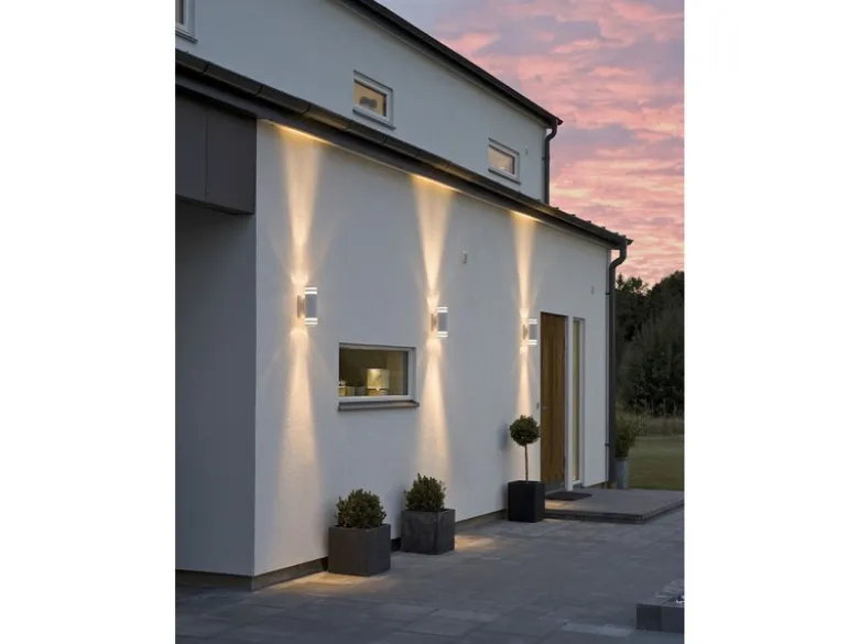 2er-Set Up-Down Wandleuchte MODENA Aluminium weiß, GU10, Höhe 28,5 cm, IP44
