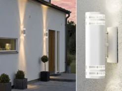 2er-Set Up-Down Wandleuchte MODENA Aluminium weiß, GU10, Höhe 28,5 cm, IP44