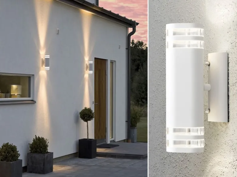 2er-Set Up-Down Wandleuchte MODENA Aluminium weiß, GU10, Höhe 28,5 cm, IP44