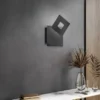2er SET verstellbare LED Wandlampen Schwarz eckig, Höhe 18cm