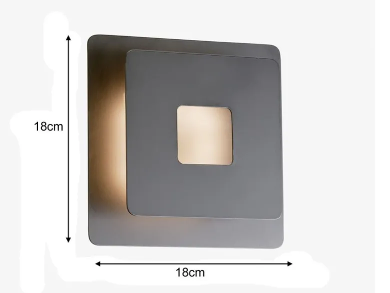 2er SET verstellbare LED Wandlampen Schwarz eckig, Höhe 18cm