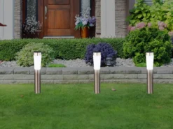 2er SET vielseitig verwendbare LED Solarleuchten mit Erdspieß, Edelstahl