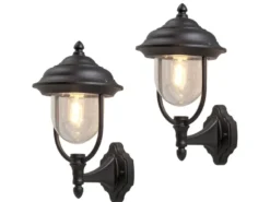 2er SET Wandlaterne ALU Schwarz für Hauswand E27, IP43