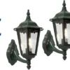 2er-Set Wandleuchte FIRENZE, vierstrebig, E27, Aluminium grün