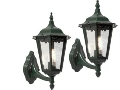 2er-Set Wandleuchte FIRENZE, vierstrebig, E27, Aluminium grün
