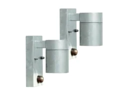 2er-SetWandleuchte MODENA, Bewegungsmelder, galv. Stahl, GU10, Höhe 9 cm, IP44