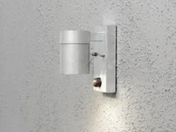 2er-SetWandleuchte MODENA, Bewegungsmelder, galv. Stahl, GU10, Höhe 9 cm, IP44