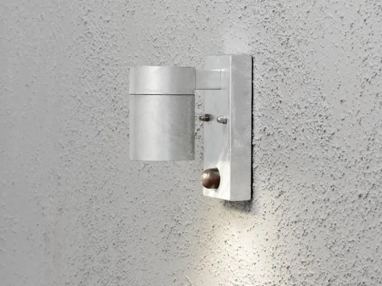 2er-SetWandleuchte MODENA, Bewegungsmelder, galv. Stahl, GU10, Höhe 9 cm, IP44