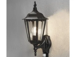 2er-Set Wandleuchten FIRENZE Bewegungsmelder, E27, Aluminium schwarz, Höhe 48 cm