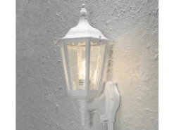 2er-Set Wandleuchten FIRENZE mit Bewegungsmelder E27, Aluminium weiß, Höhe 48 cm
