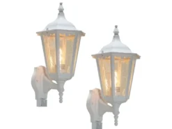 2er-Set Wandleuchten FIRENZE mit Bewegungsmelder E27, Aluminium weiß, Höhe 48 cm