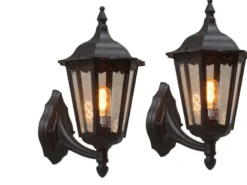 2er-Set Wandleuchten FIRENZE, sechsstrebig, E27, Aluminium schwarz