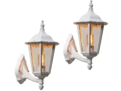 2er-Set Wandleuchten FIRENZE, sechsstrebig, E27, Aluminium weiß, stehend