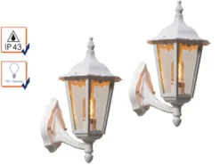 2er-Set Wandleuchten FIRENZE, sechsstrebig, E27, Aluminium weiß, stehend