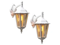 2er-Set Wandleuchten FIRENZE, sechsstrebig, E27, Aluminium weiß