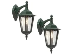 2er-Set Wandleuchten FIRENZE, vierstrebig, E27, Aluminium grün