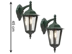 2er-Set Wandleuchten FIRENZE, vierstrebig, E27, Aluminium grün