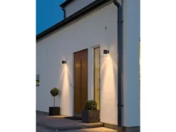 2er-Set Wandleuchten MODENA Aluminium schwarz Downlight GU10, Höhe 15,5 cm, IP44
