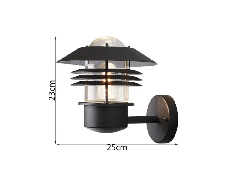 2er-Set Wandleuchten MODENA Aluminium schwarz, E27, Höhe 23 cm, IP44