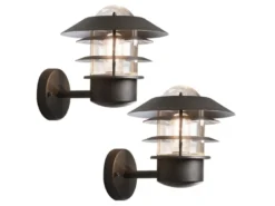 2er-Set Wandleuchten MODENA Aluminium schwarz, E27, Höhe 24 cm, IP44