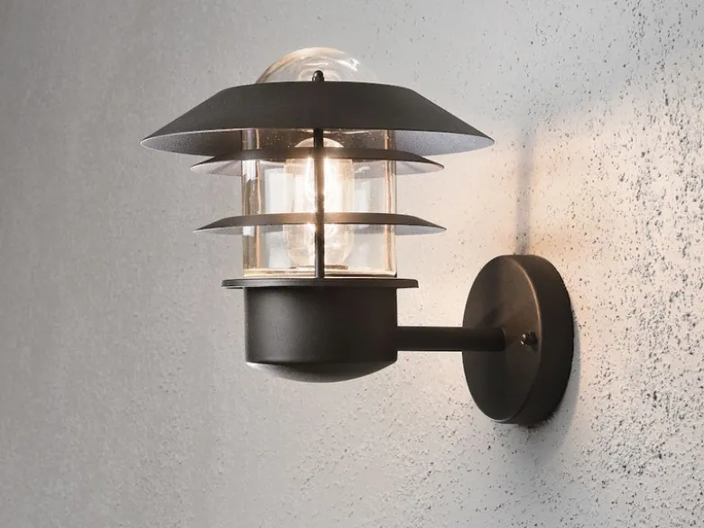 2er-Set Wandleuchten MODENA Aluminium schwarz, E27, Höhe 24 cm, IP44