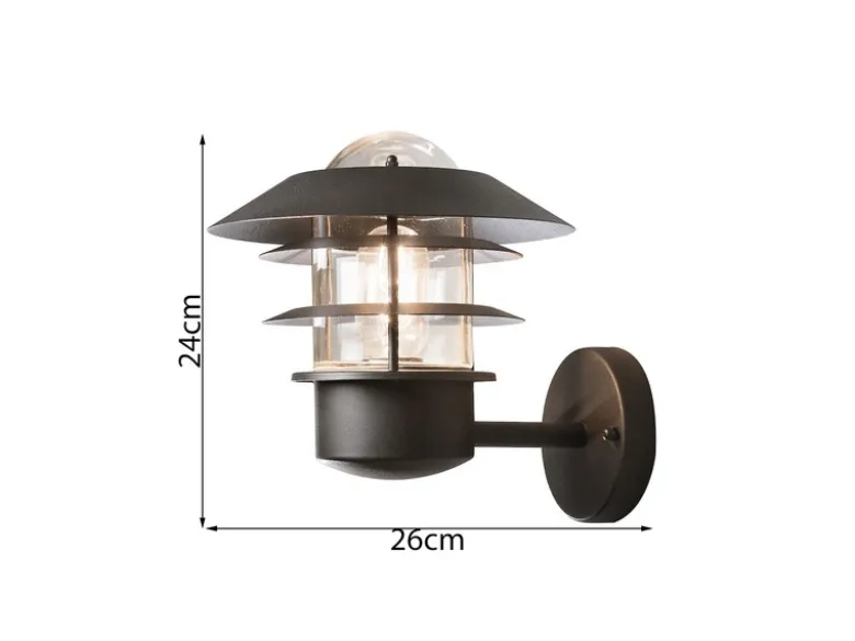 2er-Set Wandleuchten MODENA Aluminium schwarz, E27, Höhe 24 cm, IP44