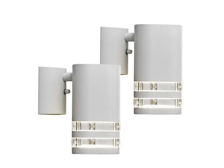 2er-Set Wandleuchten MODENA Aluminium weiß, Downlight, GU10, Höhe 15,5 cm, IP44