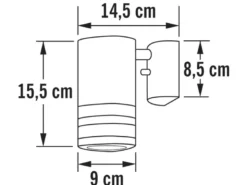 2er-Set Wandleuchten MODENA Aluminium weiß, Downlight, GU10, Höhe 15,5 cm, IP44