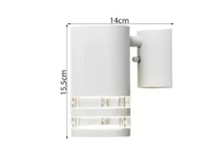 2er-Set Wandleuchten MODENA Aluminium weiß, Downlight, GU10, Höhe 15,5 cm, IP44