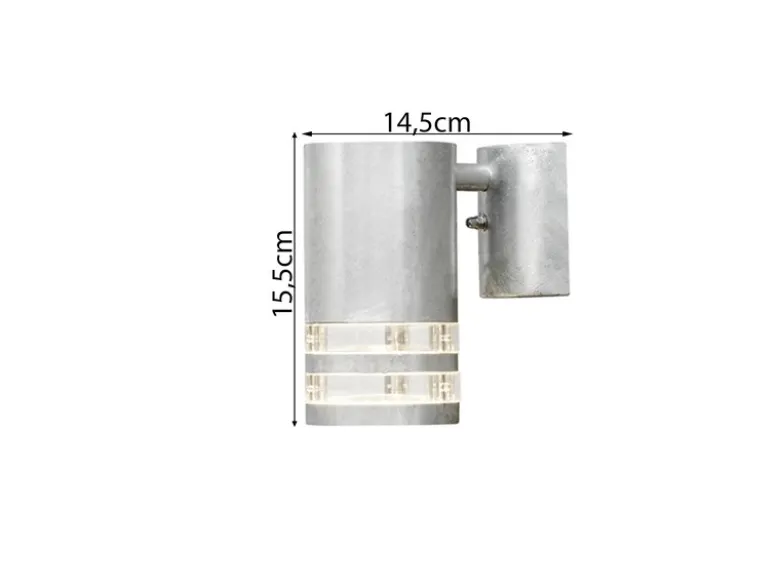2er-Set Wandleuchten MODENA galv. Stahl, Downlight, GU10, Höhe 15,5 cm, IP44