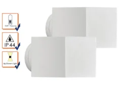 2er-Set Wandleuchten SQUARE weiß, Up-/Down-Light, GU9, Höhe 9 cm, IP44